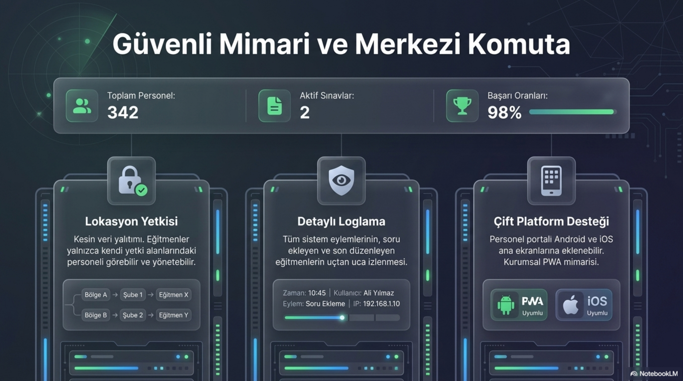 OGEP güvenli mimari ve merkezi komuta ekranı